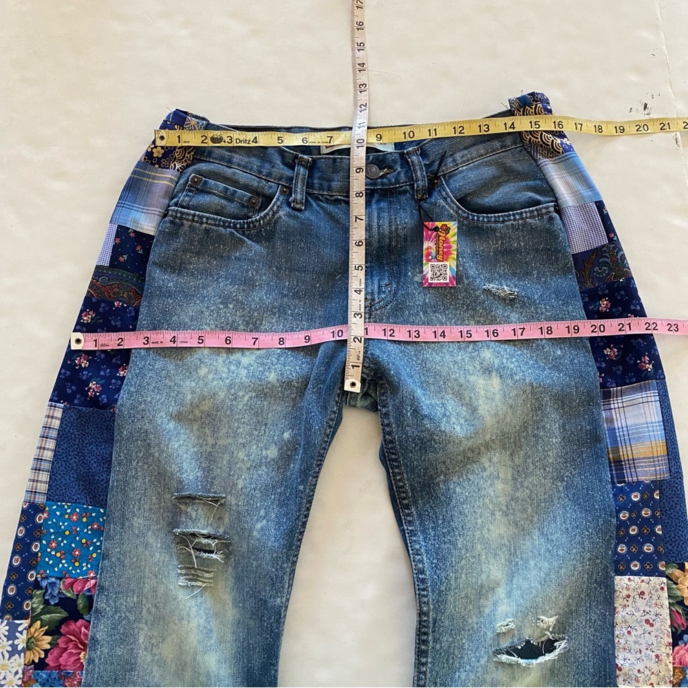 Levi's Blue Patchwork Flare Jeans - image 7